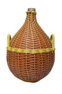Demižón s uškami, opletený, sklenený, 25l, mix farieb