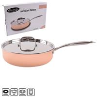 Medená panvica MORRETI s pokrievkou 26cm