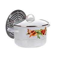 Hrniec smaltovaný 24cm s nerezovým naparovačom Zelenina